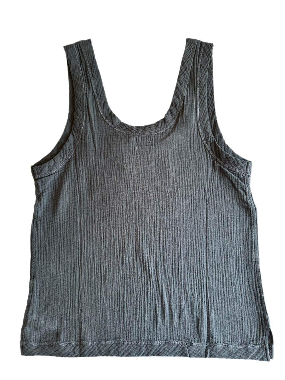 Faherty Charcoal Gray Ribbed Cotton Tank Top - Picture 3 of 7